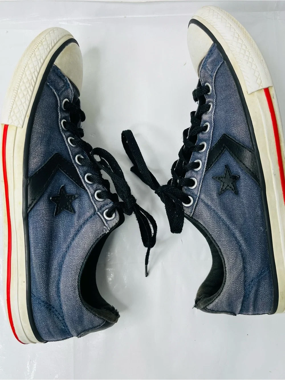 Vintage Converse One Star Low Top Blue Canvas Shoes Distressed Fade Men Size 6 - Picture 8 of 13
